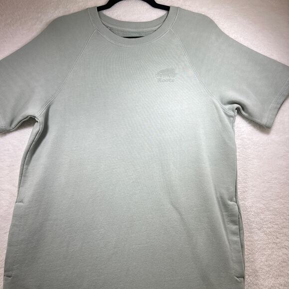 ROOTS Light Green Velvet Logo Sweatshirt Sweater Mini Dress Womens Size Small - Picture 7 of 13